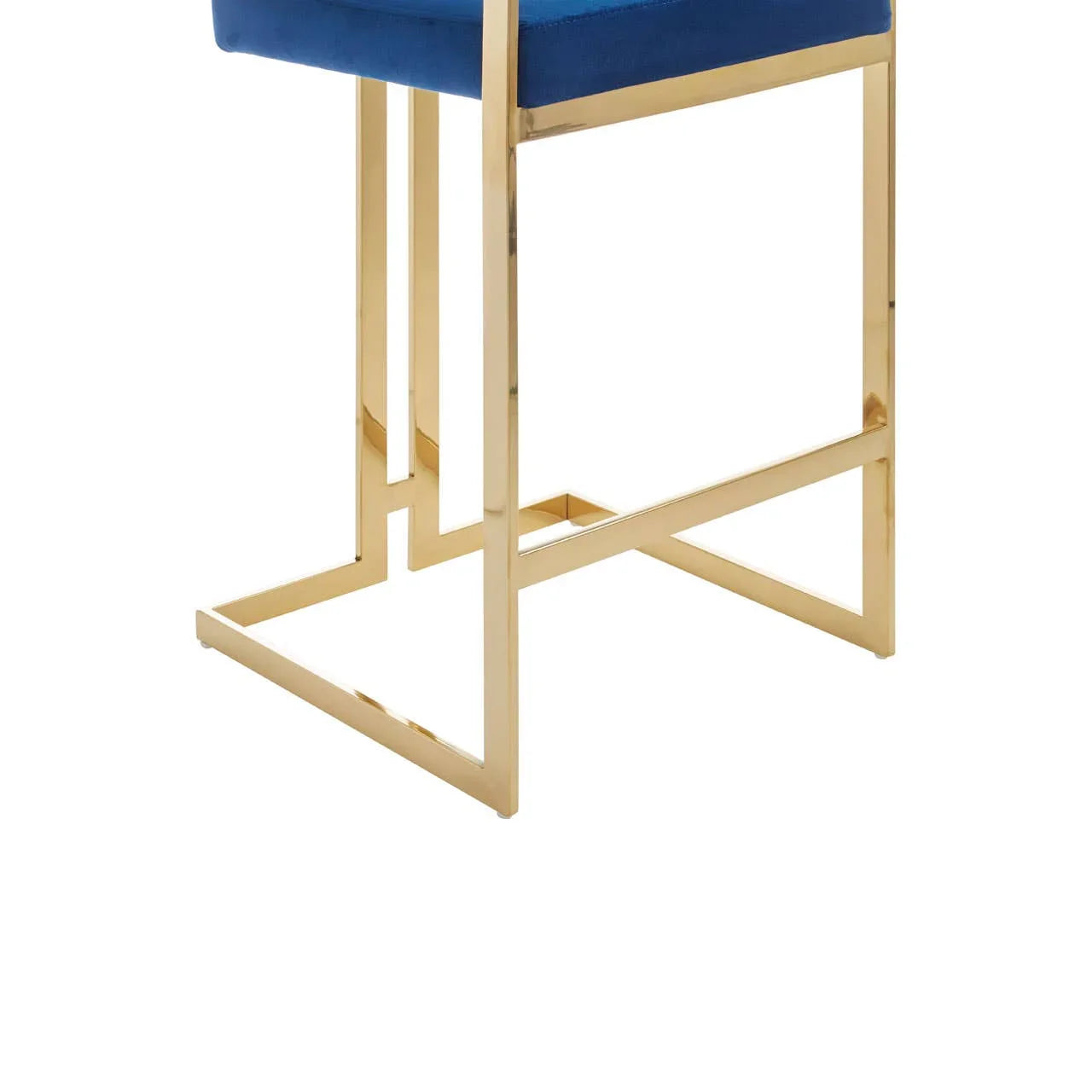 Luxe Blue Velvet Bar Stool