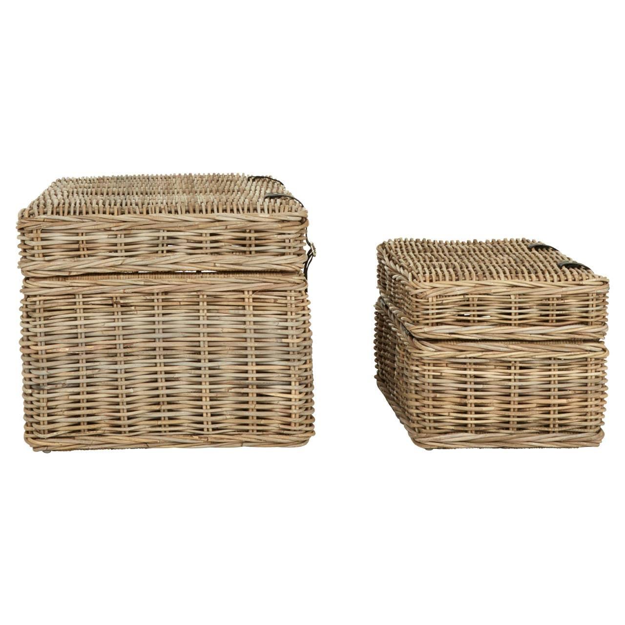 Rustic Grey Rattan Storage Trunks