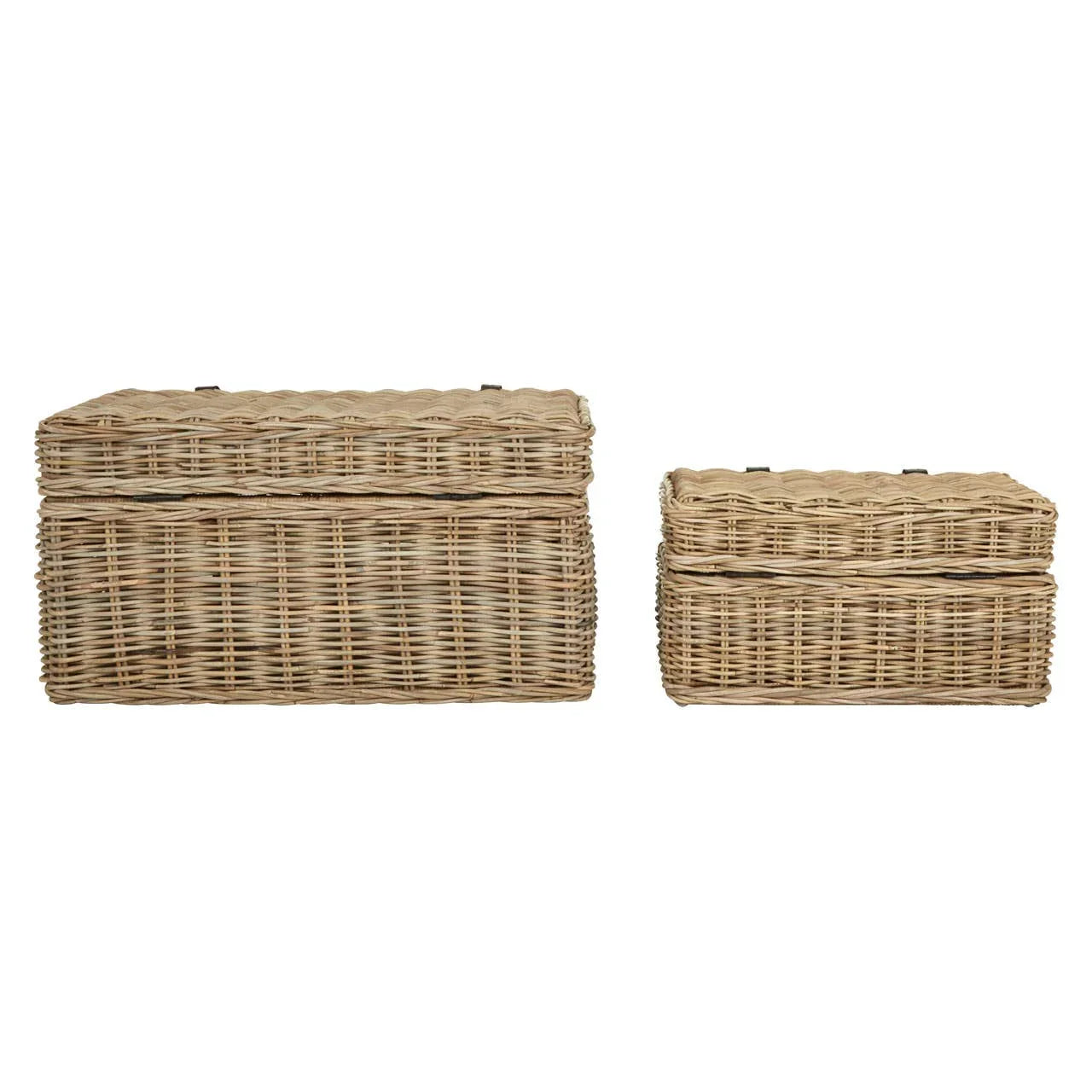 Rustic Grey Rattan Storage Trunks