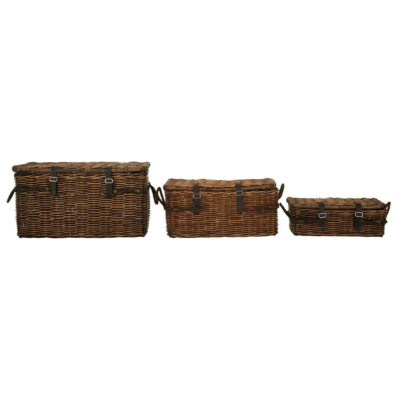 Antique Brown Rattan Storage Set