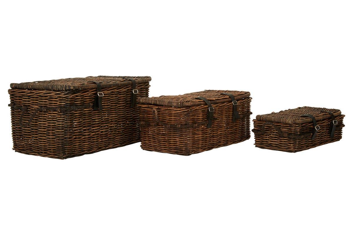 Antique Brown Rattan Storage Set