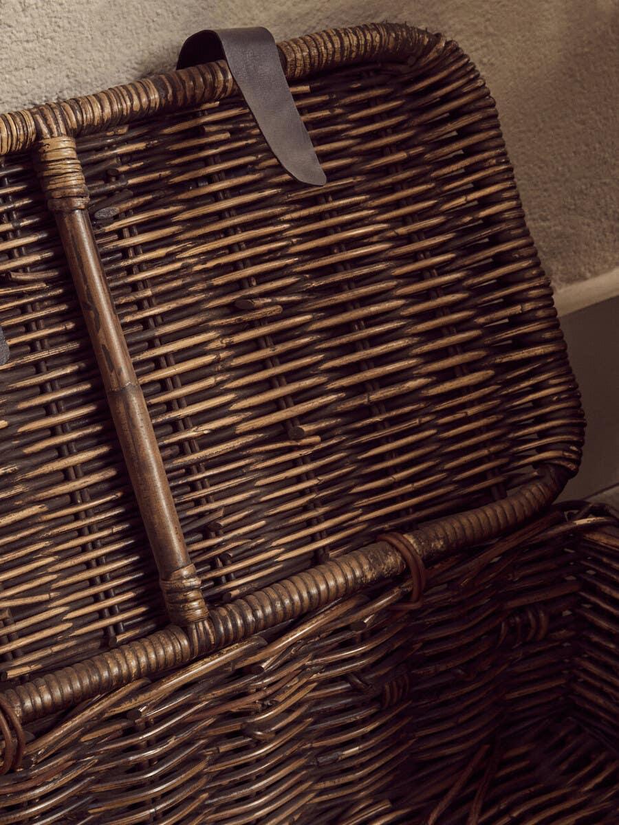 Antique Brown Rattan Storage Set