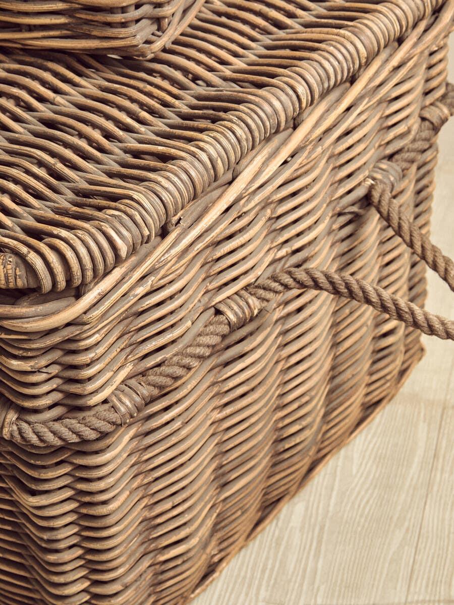 Antique Brown Rattan Storage Set