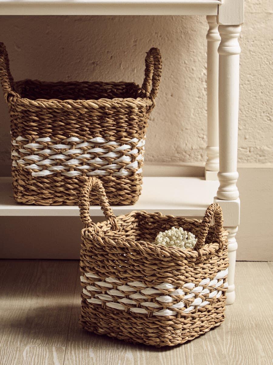 Antique Brown Rattan Storage Set