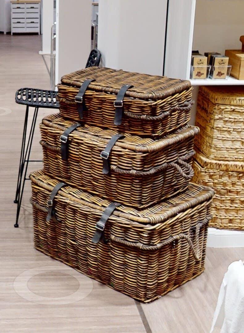 Antique Brown Rattan Storage Set
