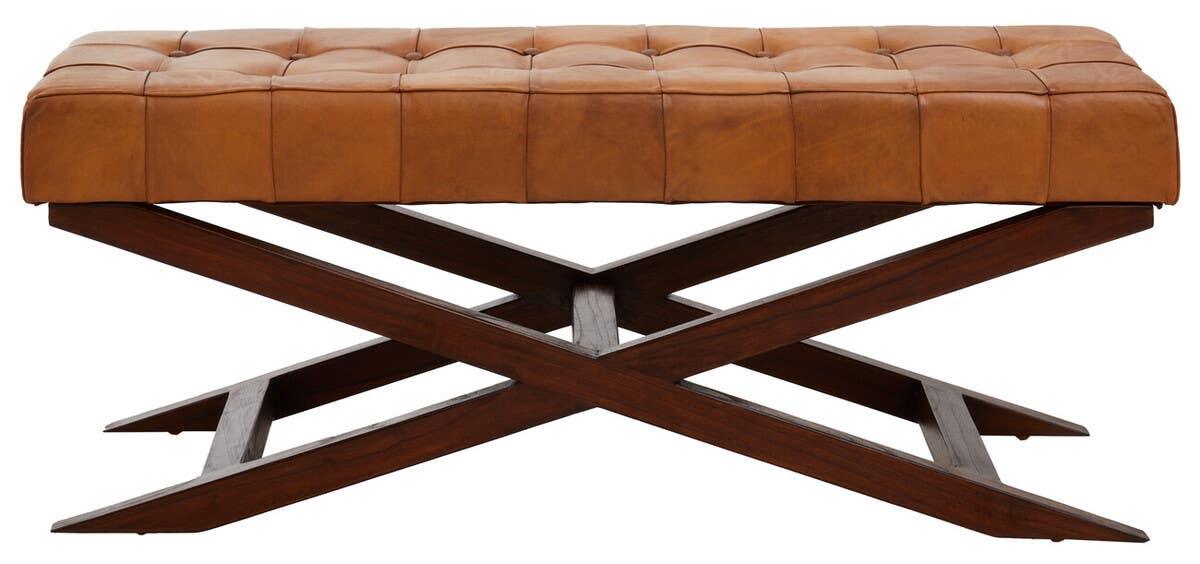 Luxe Leather Cross Base Bench