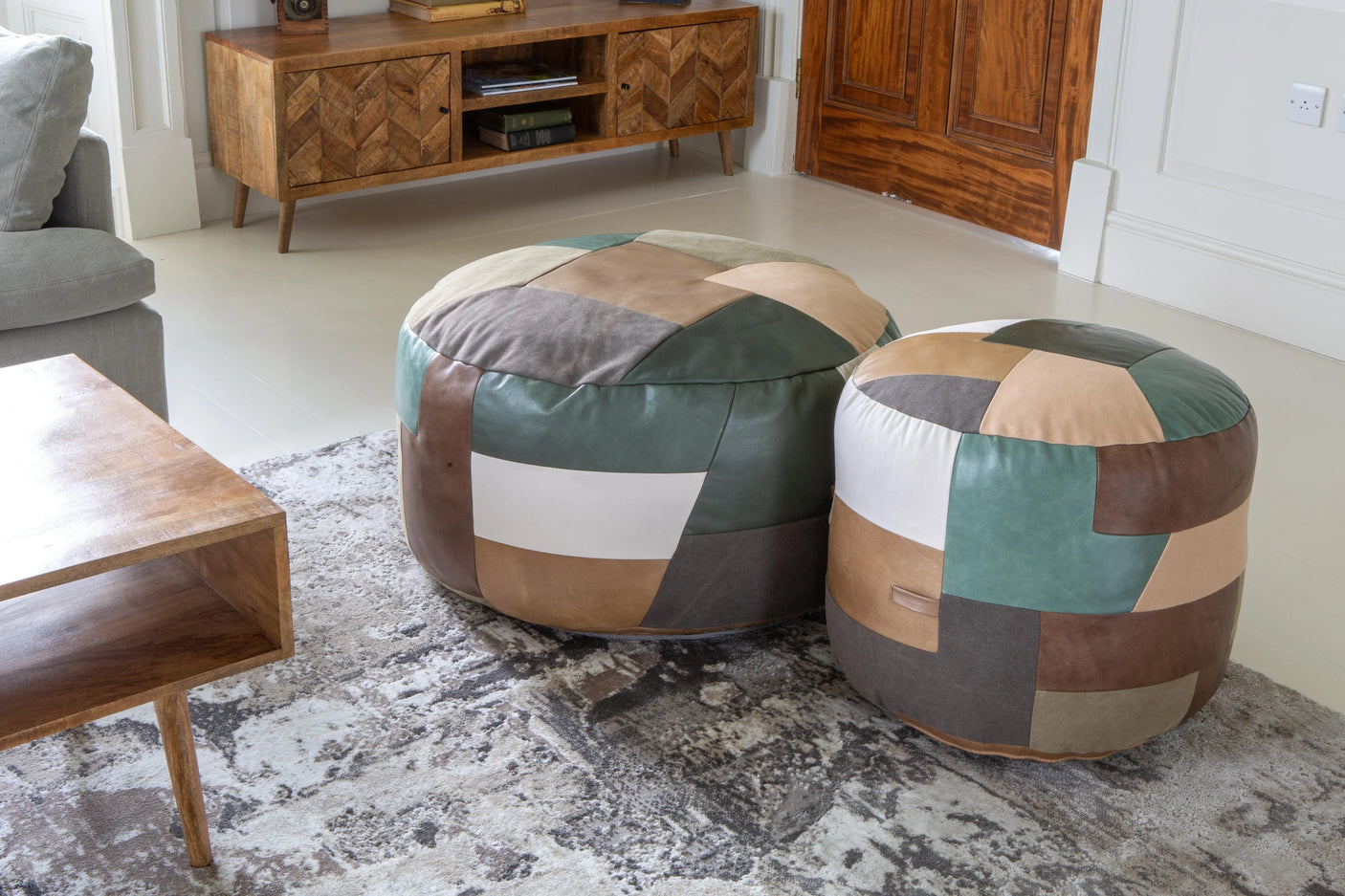 Soho Round Small Ottoman Patchwork Stool