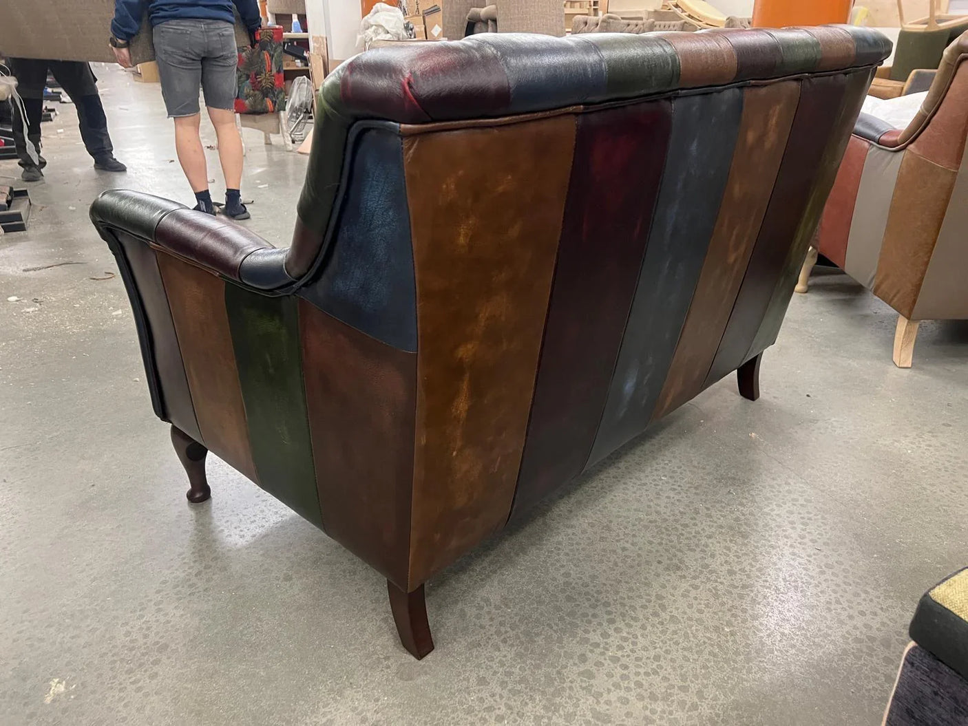 Litton Rub-Off Leather Patchwork 2 Seater Sofa