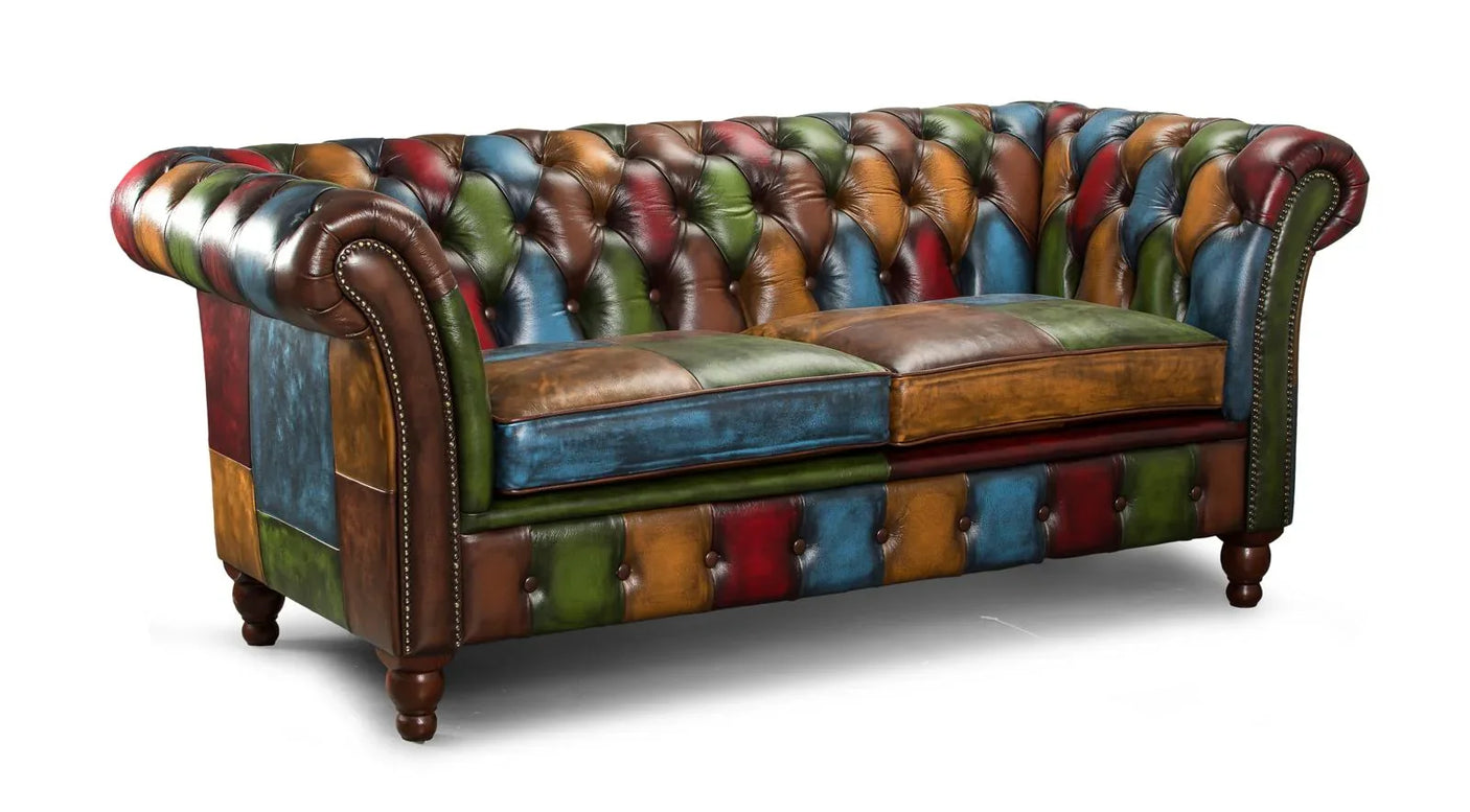 Chester Croft Rub Off Leather Patchwork 2 Seater - Fast Track
