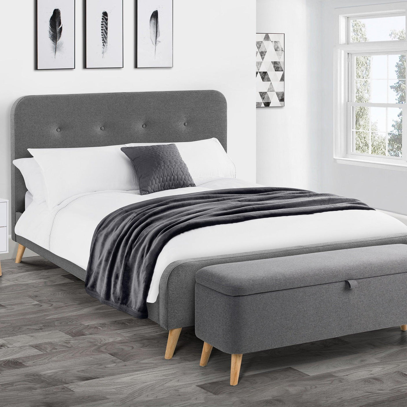 Astrid Bed - Grey / Double - AST202