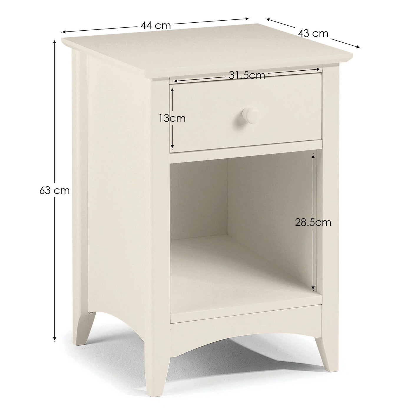 Cameo 1 Drawer Bedside - Ivory - CAM010