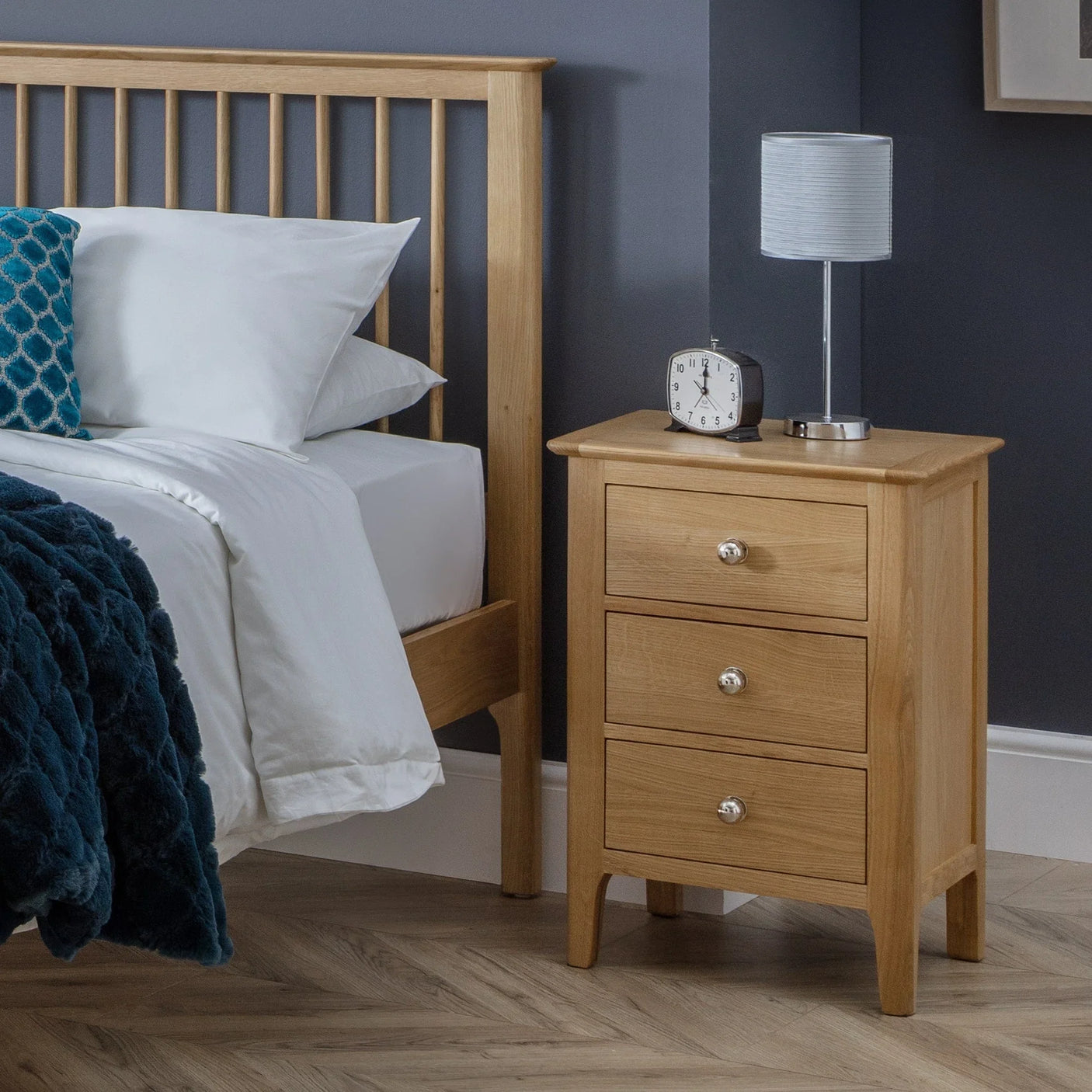 Cotswold 3 Drawer Bedside - Light Brown - COT101