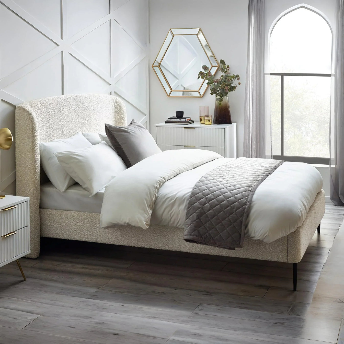 Eden Boucle Bed - Ivory / Double - EDE001