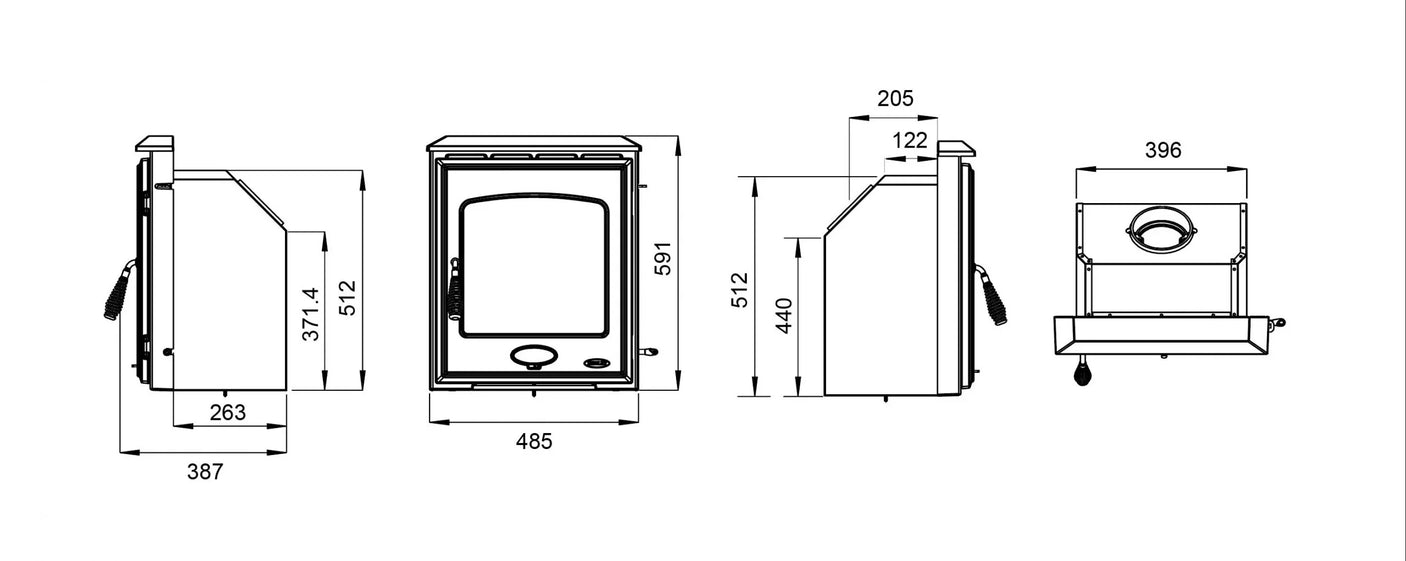 Arklow 4.6kW Multi Fuel (Eco) - Technical Drawing