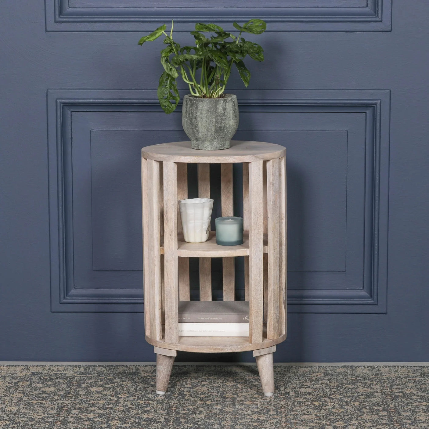 Blanchie Wooden Slated Bedside Table