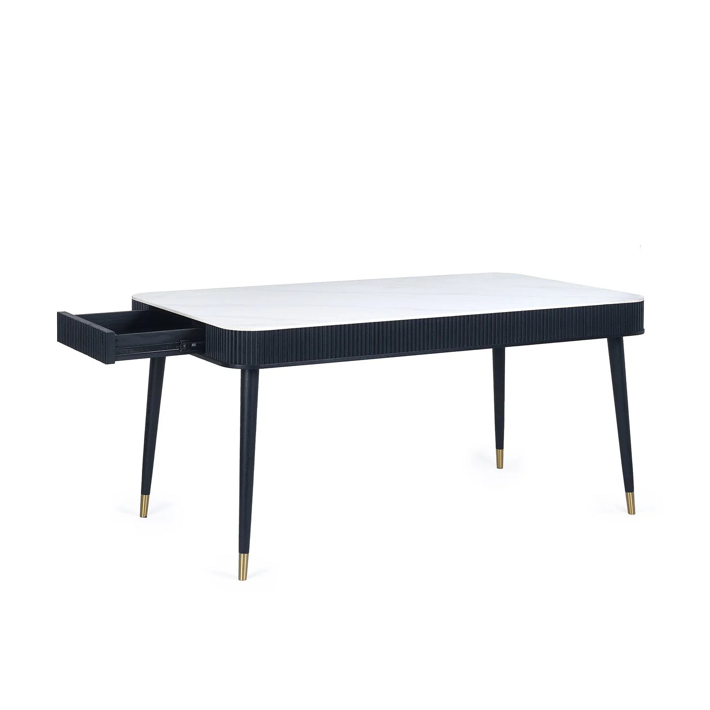 Louis Dining Table With Drawers - Black and White - LOU001