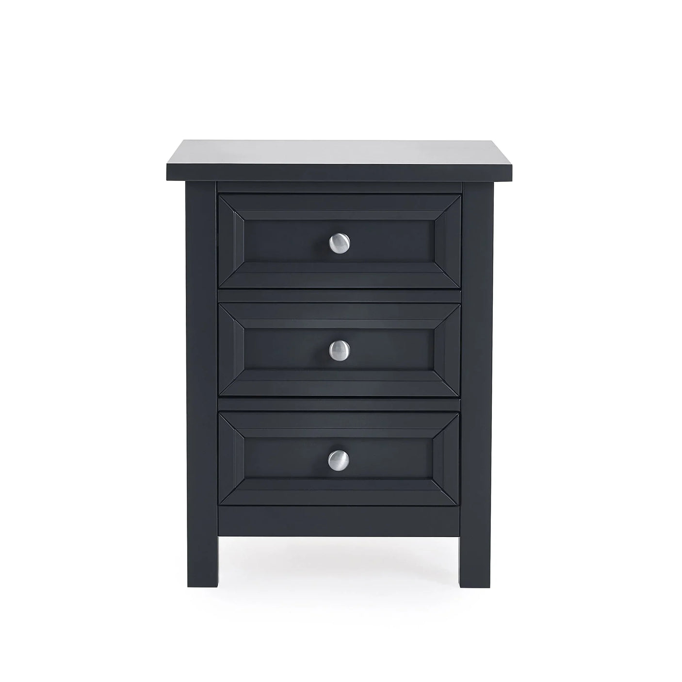 Maine 3 Drawer Bedside - Black - MAI151