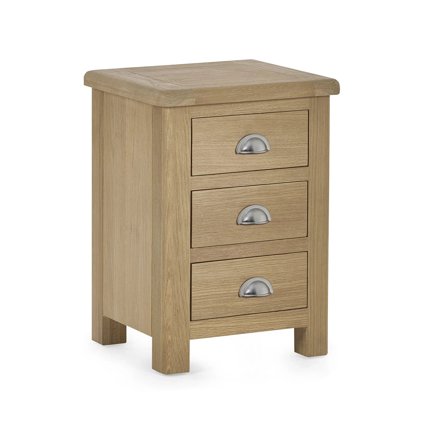 Memphis Limed Oak 3 Drawer Bedside - Light Brown - MEM003