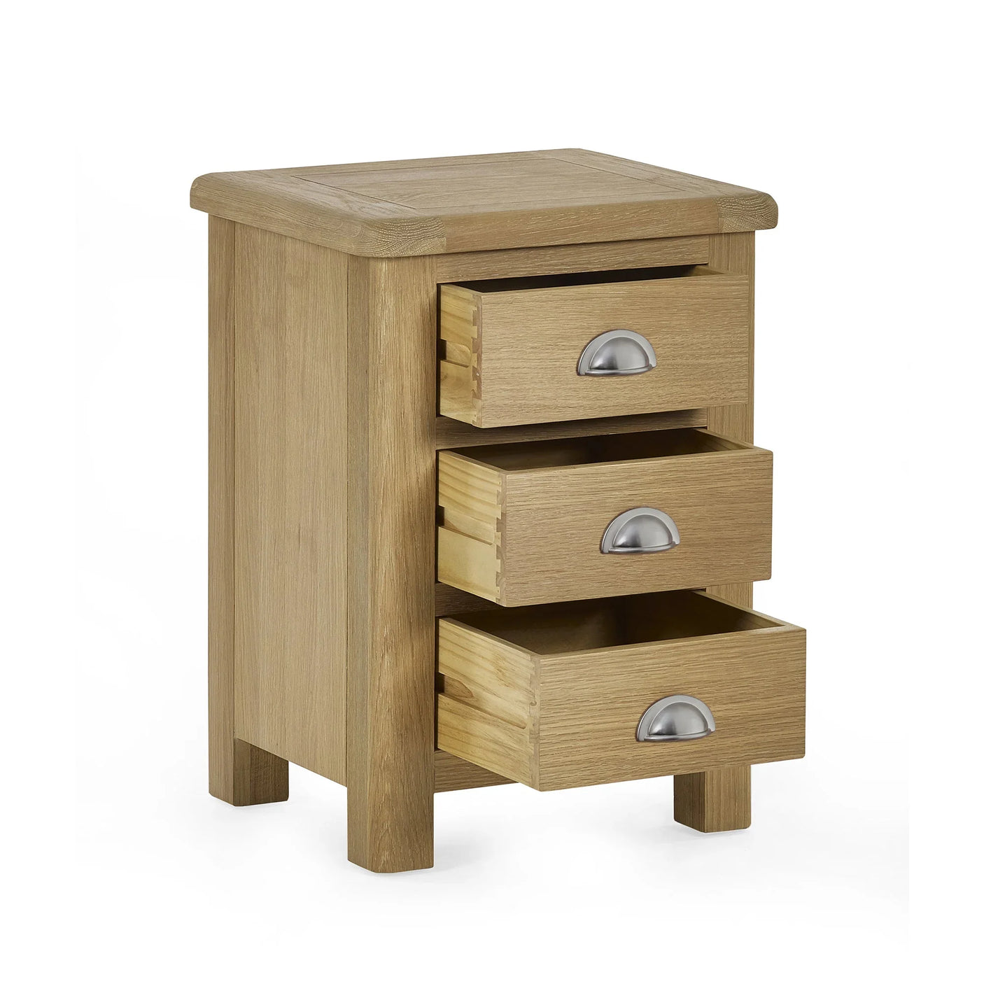 Memphis Limed Oak 3 Drawer Bedside - Light Brown - MEM003