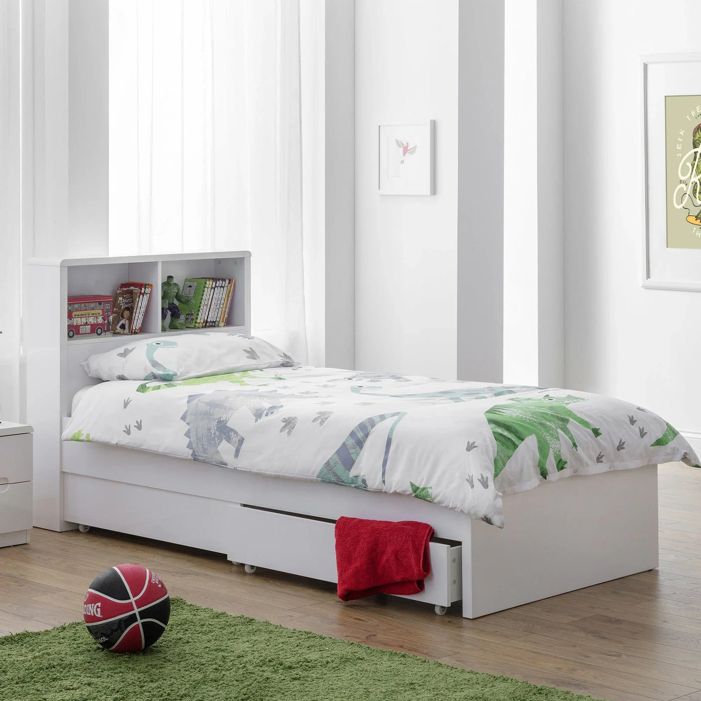 Manhattan Bookcase Bed - White / Single - MAN213