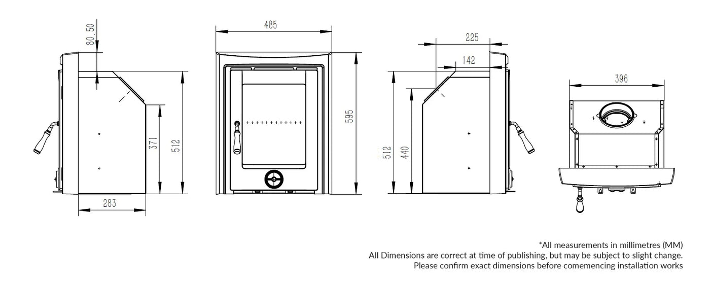 Muckross 4.6kW Multi Fuel (Eco) - Technical Drawing