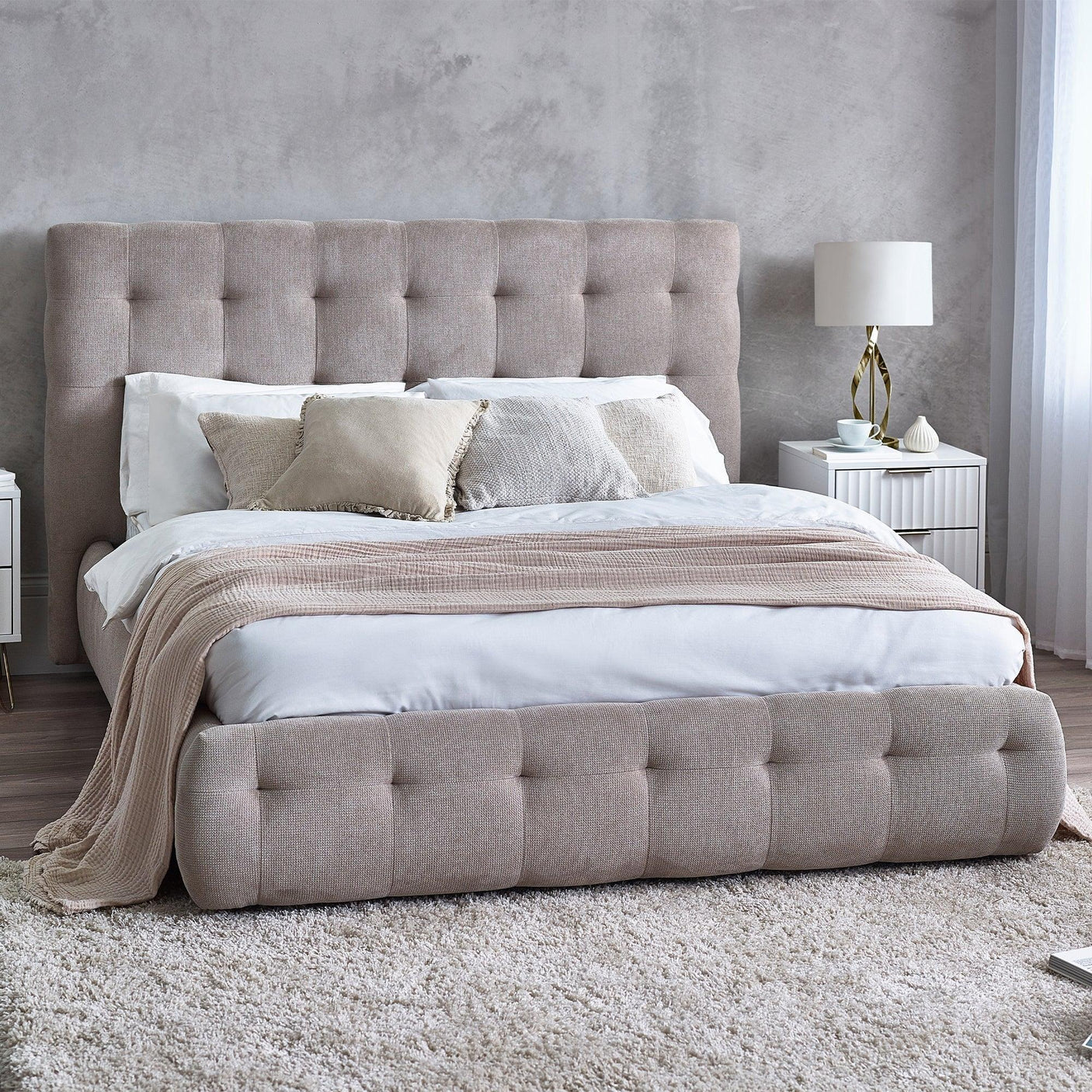 Odette Bed - Taupe / Double - ODE001