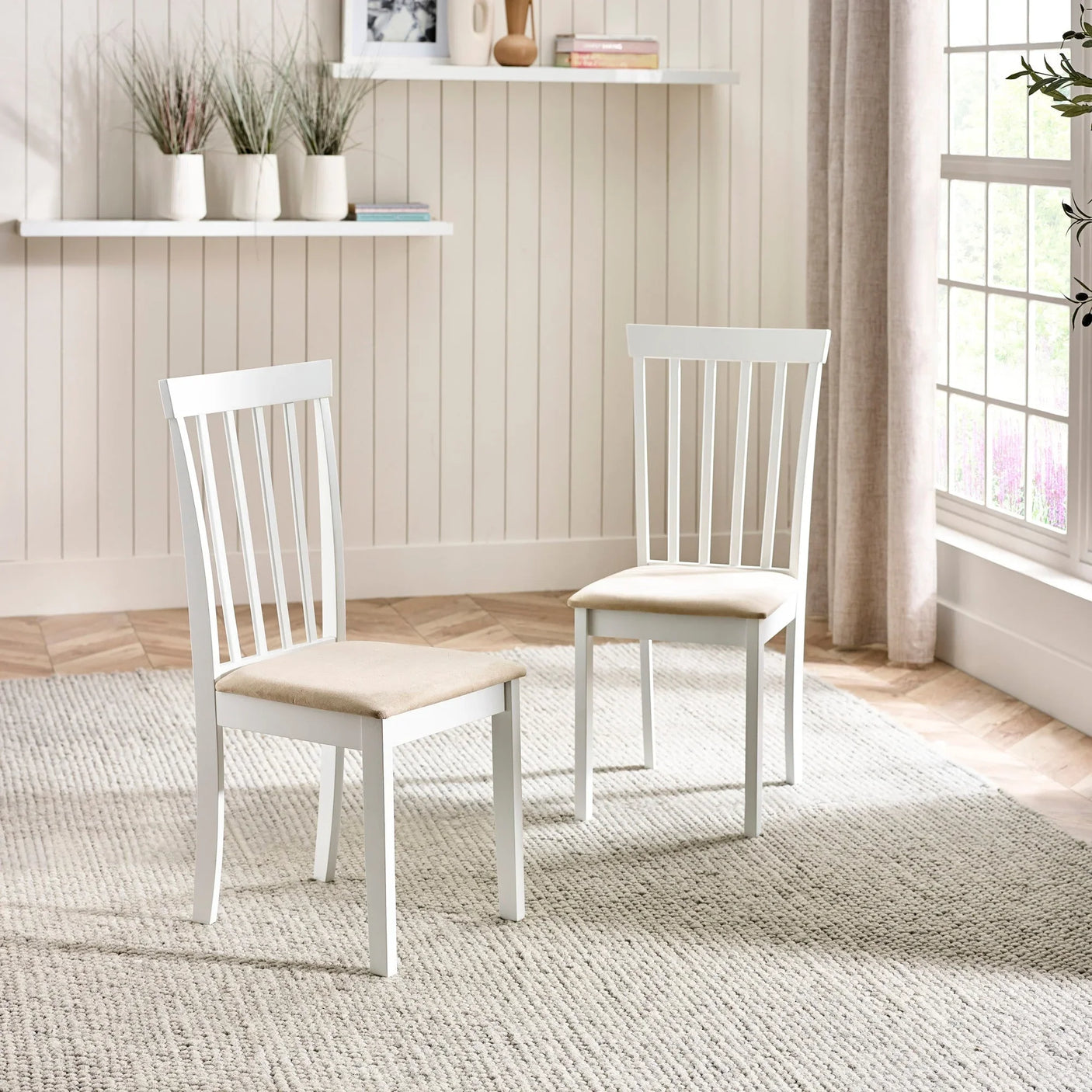Orwell White Round Table with 4 Chairs Dining Set - White - ORW001