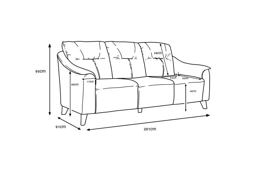 Naples 3 Seater Sofa- Dark Grey