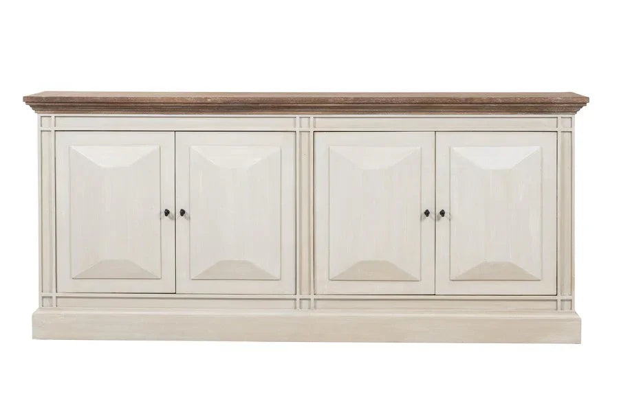 Devon 4 Door Sideboard - Rustic White /Oak Wash Top *special
