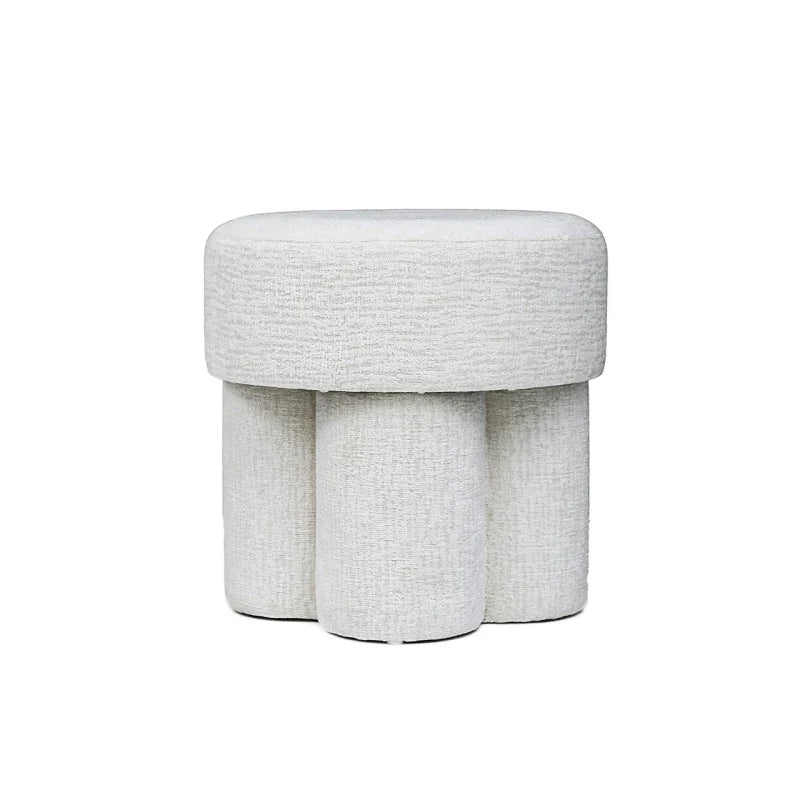 47.5cm Ivory Chenille Round Stool