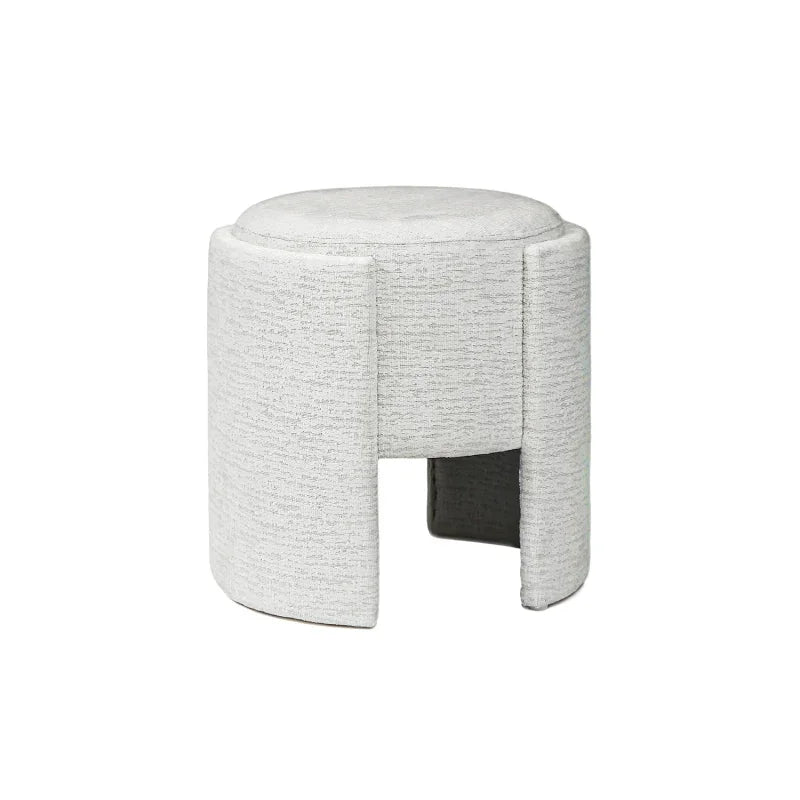 43cm Ivory Chenille Round Stool