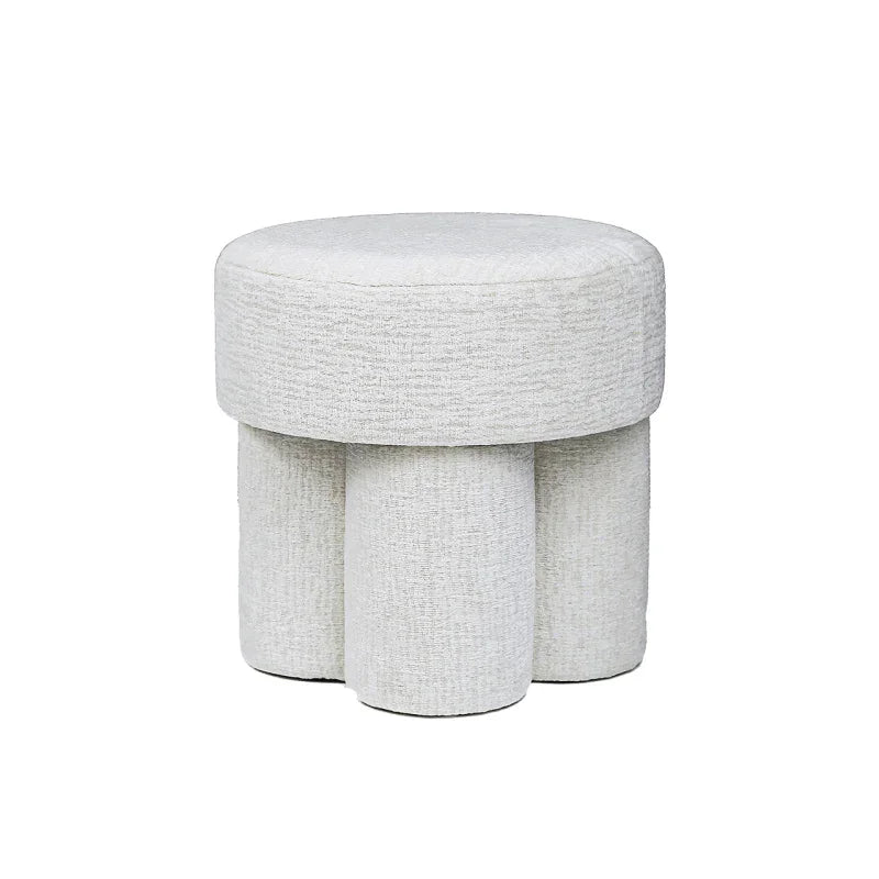 47.5cm Ivory Chenille Round Stool