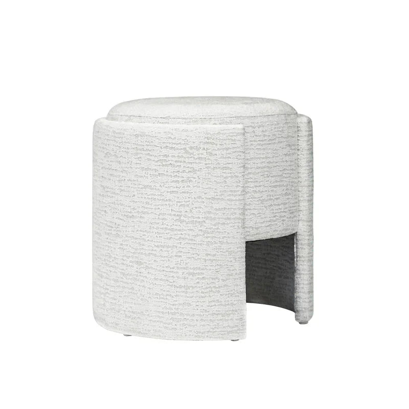 43cm Ivory Chenille Round Stool