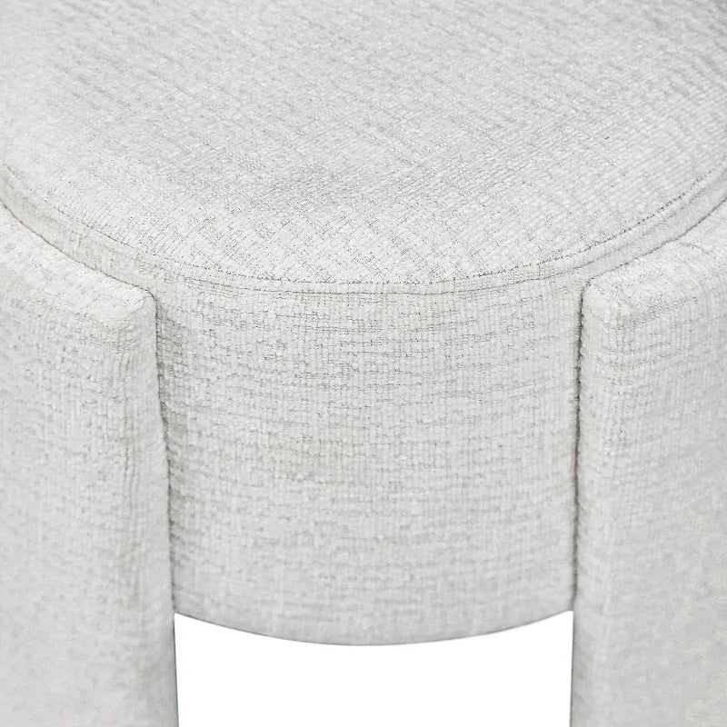 43cm Ivory Chenille Round Stool
