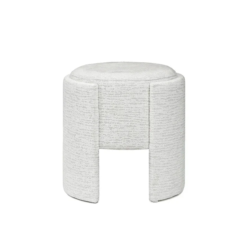43cm Ivory Chenille Round Stool