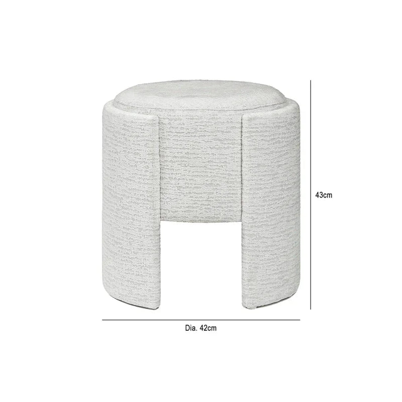 43cm Ivory Chenille Round Stool