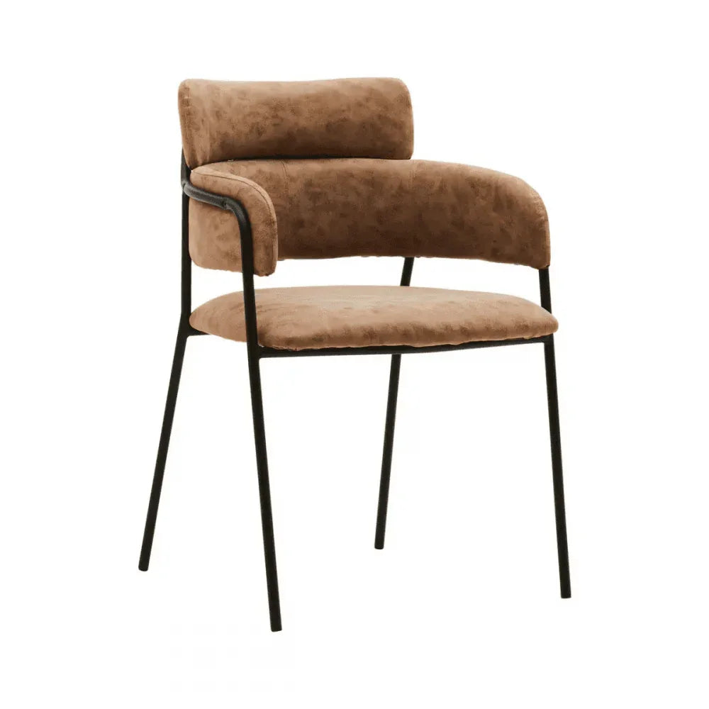Buy modern velvet dining chair online, upholstered armchair with metal legs, home furniture