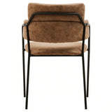 Buy brown upholstered dining chair with metal frame online, modern accent seating