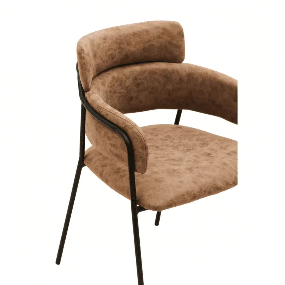Buy modern brown suede chair online, stylish upholstered armchair, contemporary seating