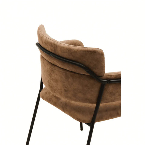 Buy brown suede dining chair online, modern metal frame, contemporary home seating