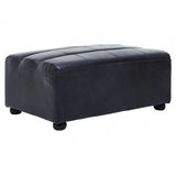 Hudson Distressed Slate Leather Ottoman