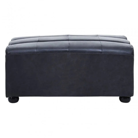 Hudson Distressed Slate Leather Ottoman
