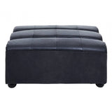 Hudson Distressed Slate Leather Ottoman