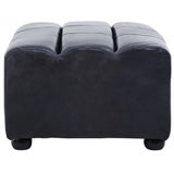 Hudson Distressed Slate Leather Ottoman