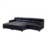 Hudson Distressed Slate Leather Ottoman