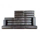Hudson Distressed Slate Leather Ottoman
