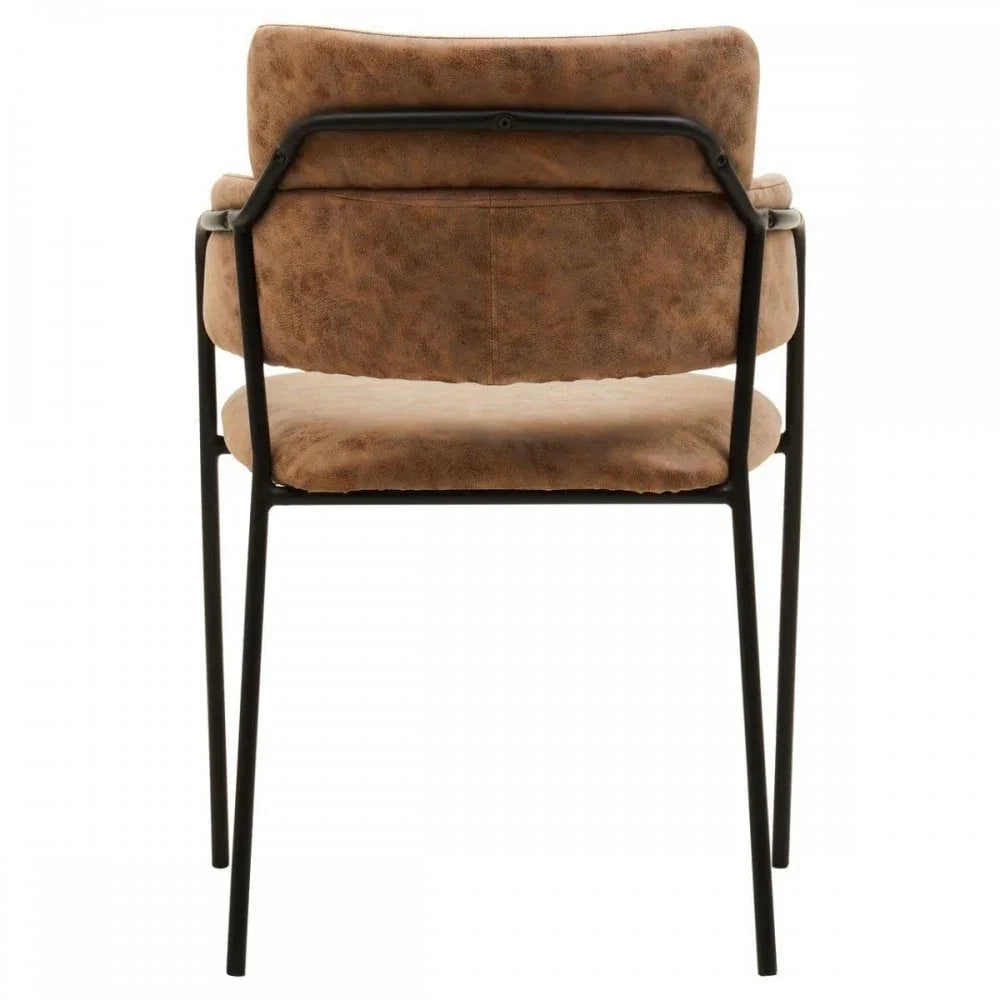Buy brown faux leather dining chair with metal legs online, modern accent seating