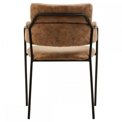 Buy brown faux leather dining chair with metal legs online, modern accent seating