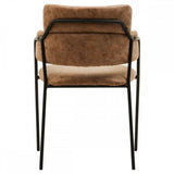 Buy brown faux leather dining chair with metal legs online, modern accent seating