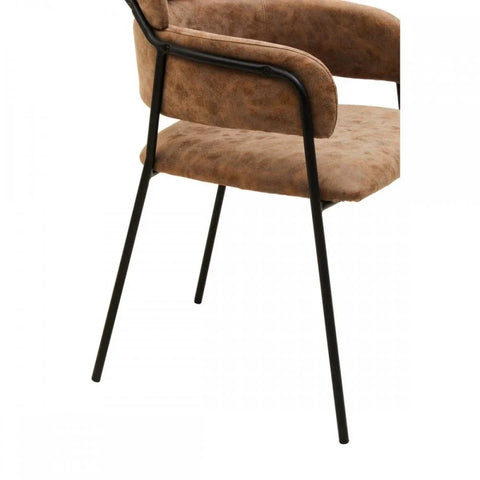 Buy modern brown upholstered dining chair with metal legs online, stylish seating furniture
